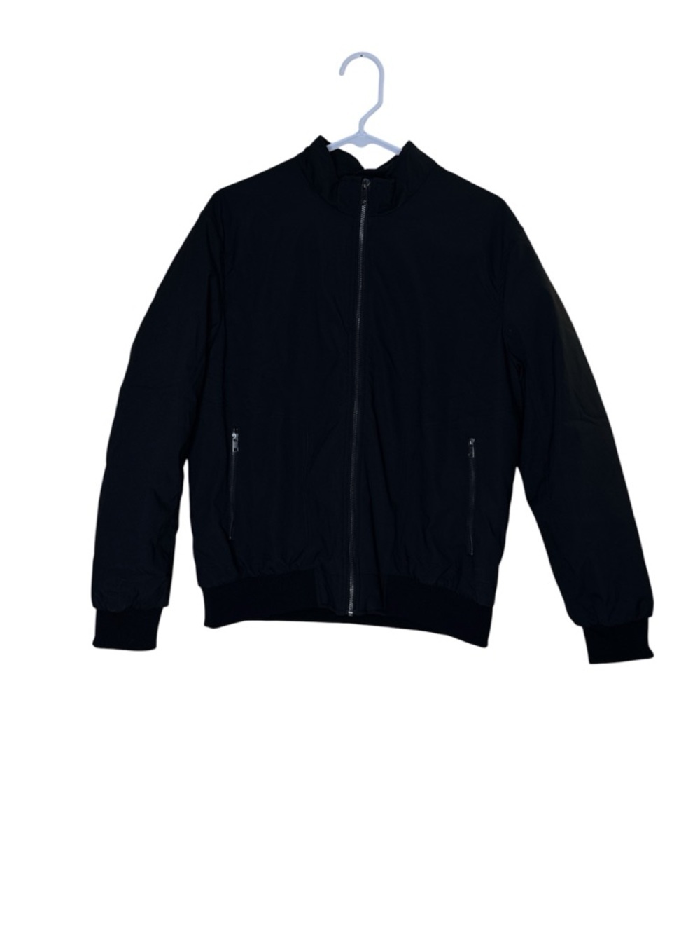 NWT TBY Men’s Bomber Jacket Black Full Zip Quilted Orange Lining Size Small